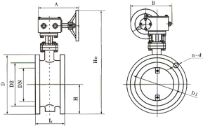 D341W手动通风蝶阀 (蜗轮传动) 