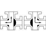 T型电动三通球阀 流向示意图